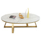Glam Metal Cross Legs Coffee Table Faux Marble/Slate Oval Coffee Table Gold White Grey Clearhalo 'Coffee & Accent Tables' 'Coffee Tables' 'coffee_tables' 'furn' 'furn_coffee_tables' 'Furniture' 'Living Room Furniture' 5391426