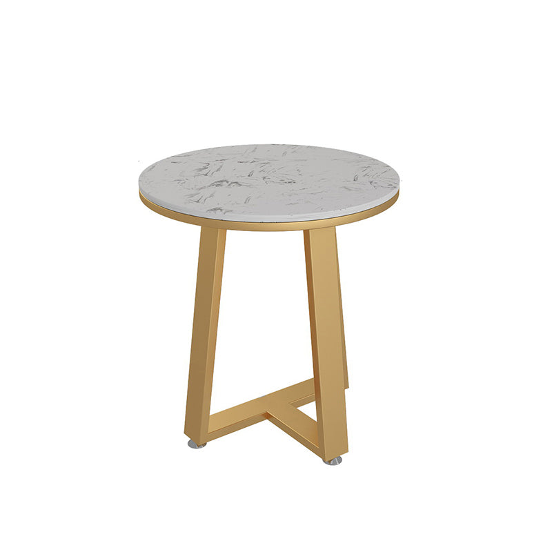 Glam Metal Cross Legs Coffee Table Faux Marble/Slate Oval Coffee Table 18"L x 18"W x 20"H Gold White Clearhalo 'Coffee & Accent Tables' 'Coffee Tables' 'coffee_tables' 'furn' 'furn_coffee_tables' 'Furniture' 'Living Room Furniture' 5391432