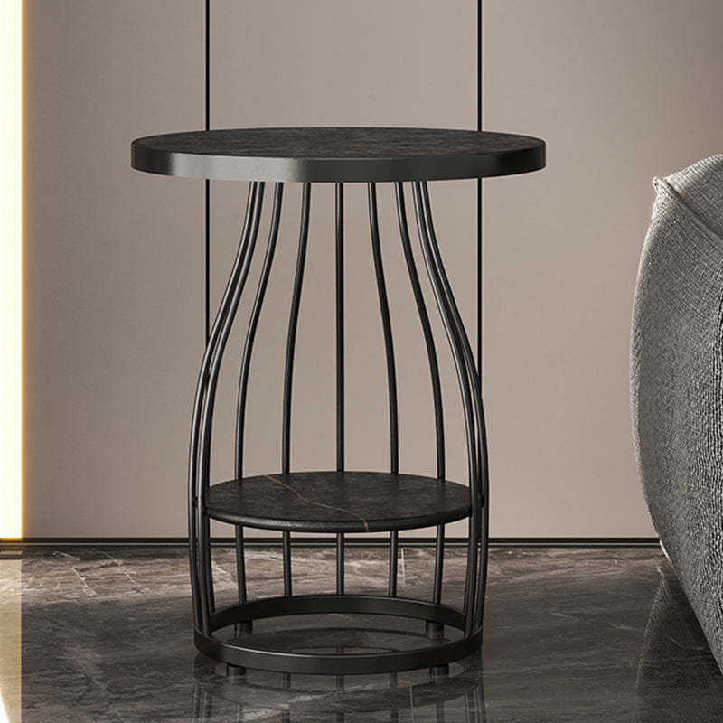 Modern Style Cocktail Table Marble Table Metal Base Round Coffee Table