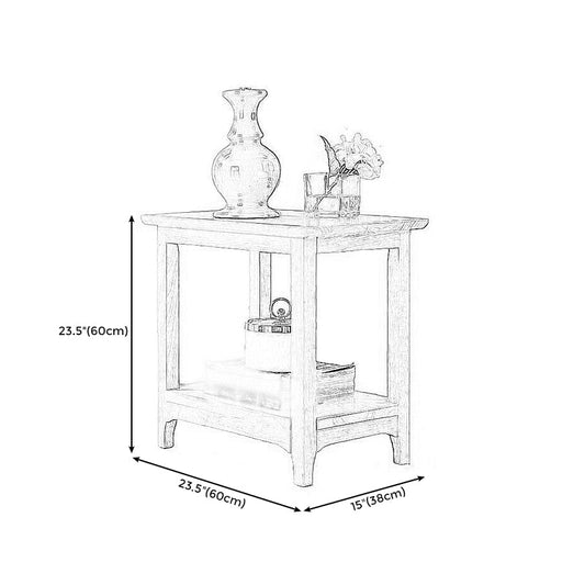 Legno tavolino rettangolare 4 gambe rettangolari con scaffale