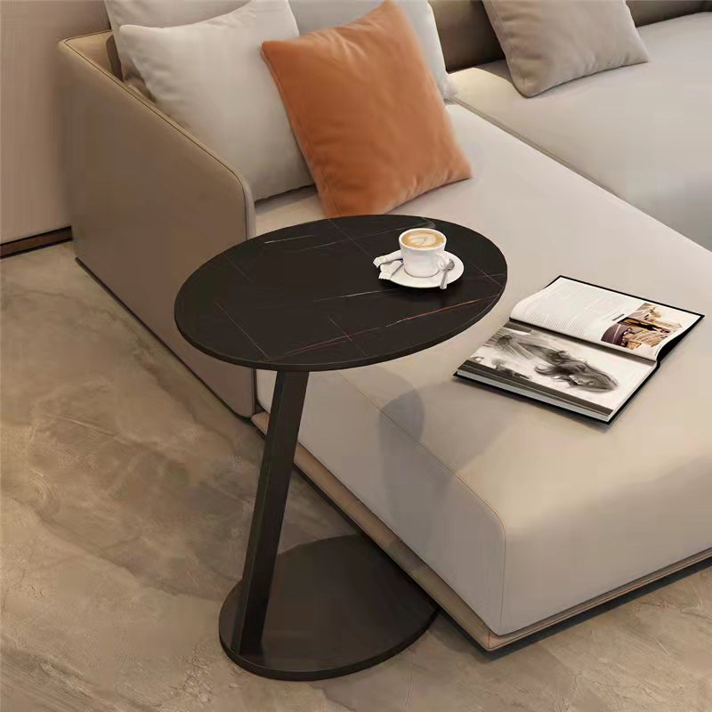 Modern Style Cocktail Table Rock Tabletop Ironwork Table Foot Round Coffee Table