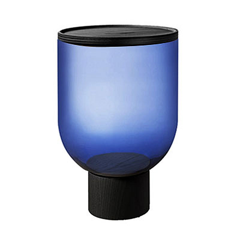 Modern Round Solid Oak Top End Table 53/44" Tall Drum End Table with Storage