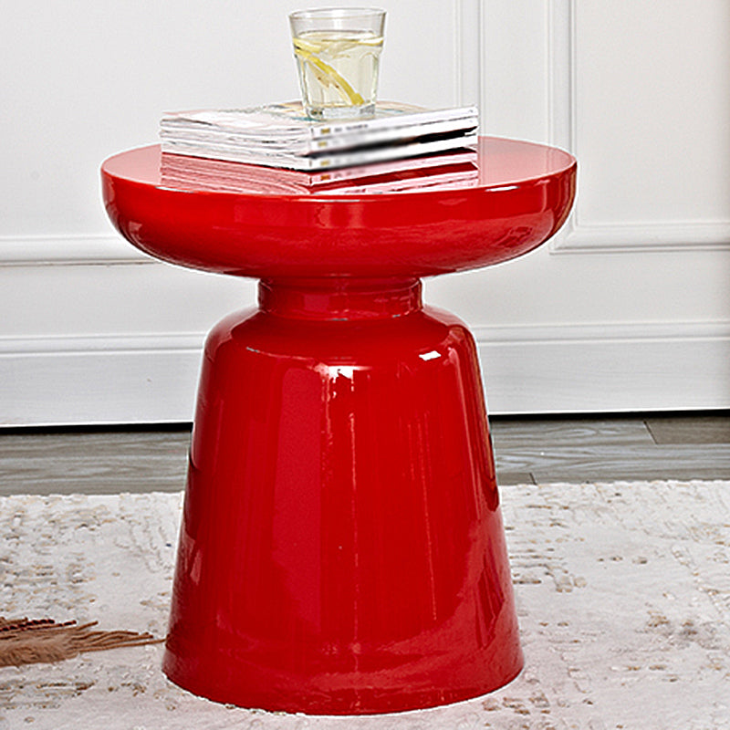 Modern Metal Round Side Table 43/60' Tall Pedestal End Table 16"L x 16"W x 17"H Red Clearhalo 'Coffee & Accent Tables' 'End & Side Tables' 'end_side_tables' 'furn' 'furn_end_side_tables' 'Furniture' 'Living Room Furniture' 5391672
