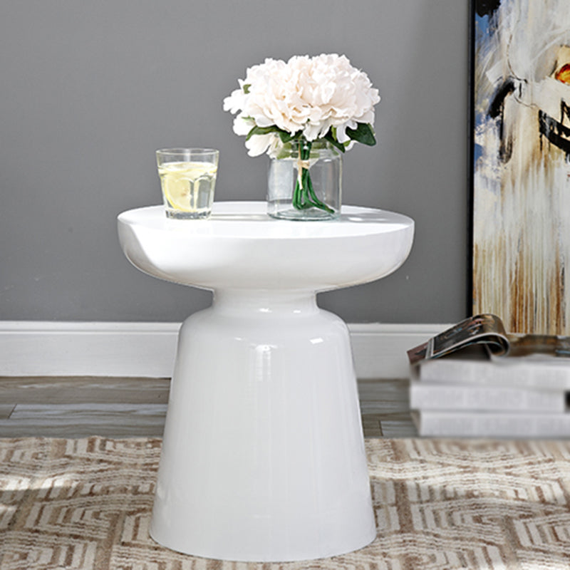Modern Metal Round Side Table 43/60' Tall Pedestal End Table 19.7"L x 19.7"W x 23.5"H White Clearhalo 'Coffee & Accent Tables' 'End & Side Tables' 'end_side_tables' 'furn' 'furn_end_side_tables' 'Furniture' 'Living Room Furniture' 5391679