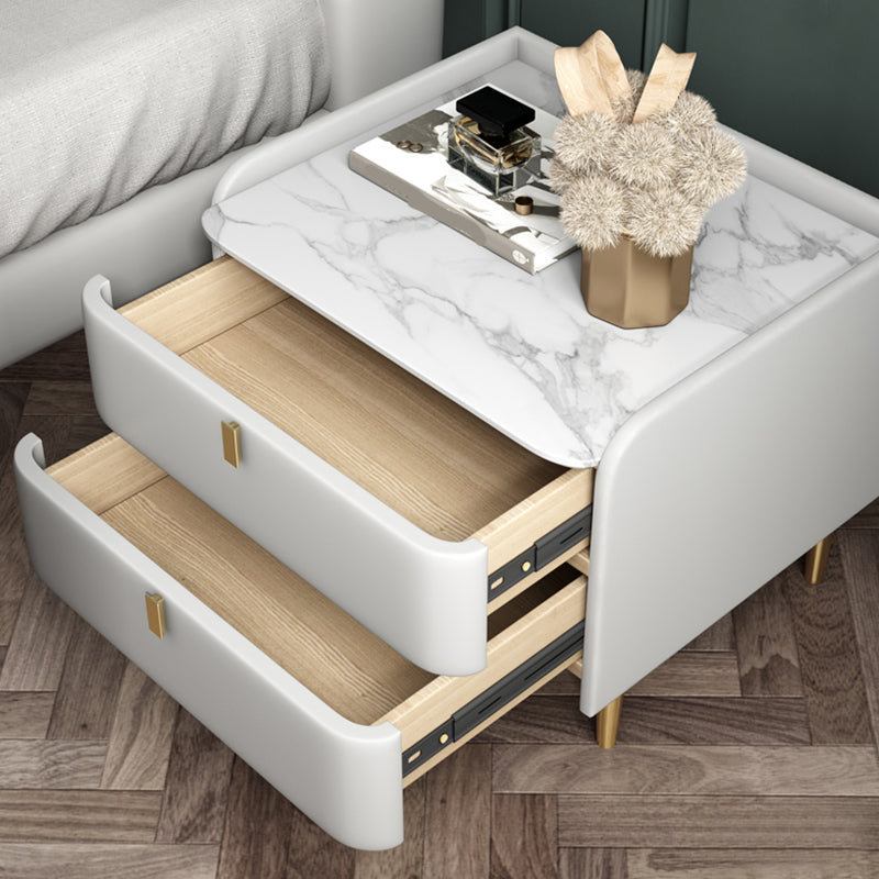 Table de nuit en pierre avec tiroirs table de chevet en cuir avec 4 jambes