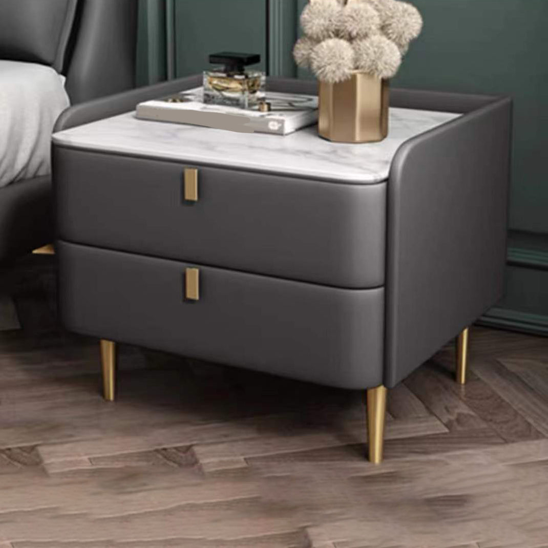Table de nuit en pierre avec tiroirs table de chevet en cuir avec 4 jambes
