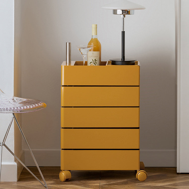 Comodino di plastica alto 28 "tavolo da notte alto con cassetti e ruote