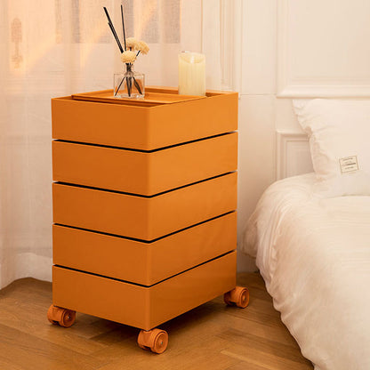 Comodino di plastica alto 28 "tavolo da notte alto con cassetti e ruote