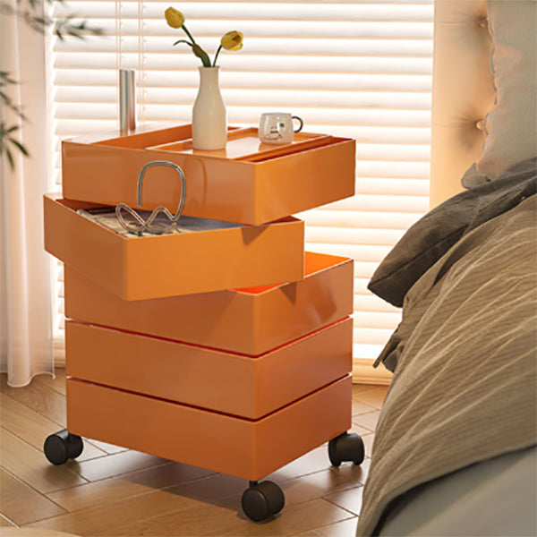 Comodino di plastica alto 28 "tavolo da notte alto con cassetti e ruote