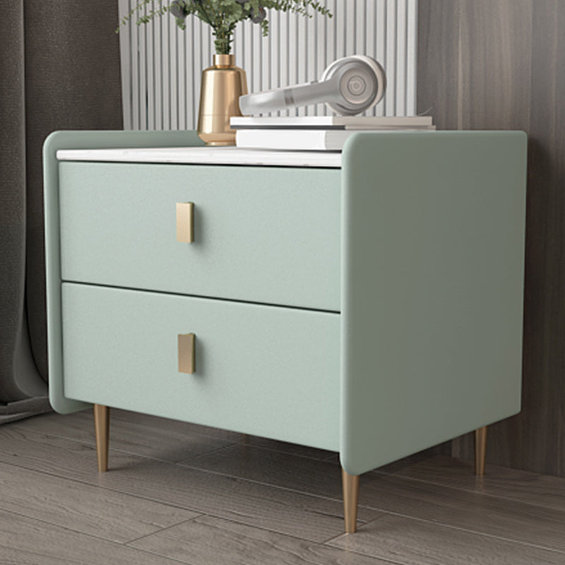 Leather Nightstand with 4 Legs Stone Top Night Table with Drawers Clearhalo 'Bedroom Furniture' 'furn' 'furn_night_stand' 'Furniture' 'night_stand' 'Nightstands' 5392327
