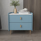 Leather Nightstand with 4 Legs Stone Top Night Table with Drawers Light Blue Clearhalo 'Bedroom Furniture' 'furn' 'furn_night_stand' 'Furniture' 'night_stand' 'Nightstands' 5392328