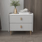 Leather Nightstand with 4 Legs Stone Top Night Table with Drawers Light Gray Clearhalo 'Bedroom Furniture' 'furn' 'furn_night_stand' 'Furniture' 'night_stand' 'Nightstands' 5392335