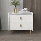 Leather Nightstand with 4 Legs Stone Top Night Table with Drawers Off-White Clearhalo 'Bedroom Furniture' 'furn' 'furn_night_stand' 'Furniture' 'night_stand' 'Nightstands' 5392337