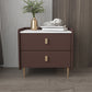 Leather Nightstand with 4 Legs Stone Top Night Table with Drawers Coffee Clearhalo 'Bedroom Furniture' 'furn' 'furn_night_stand' 'Furniture' 'night_stand' 'Nightstands' 5392340