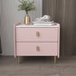 Leather Nightstand with 4 Legs Stone Top Night Table with Drawers Pink Clearhalo 'Bedroom Furniture' 'furn' 'furn_night_stand' 'Furniture' 'night_stand' 'Nightstands' 5392341