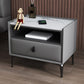 Modern de cuero de cuero 4 patas Nightsand stone Top Night Table con cajón
