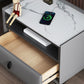 Modern de cuero de cuero 4 patas Nightsand stone Top Night Table con cajón