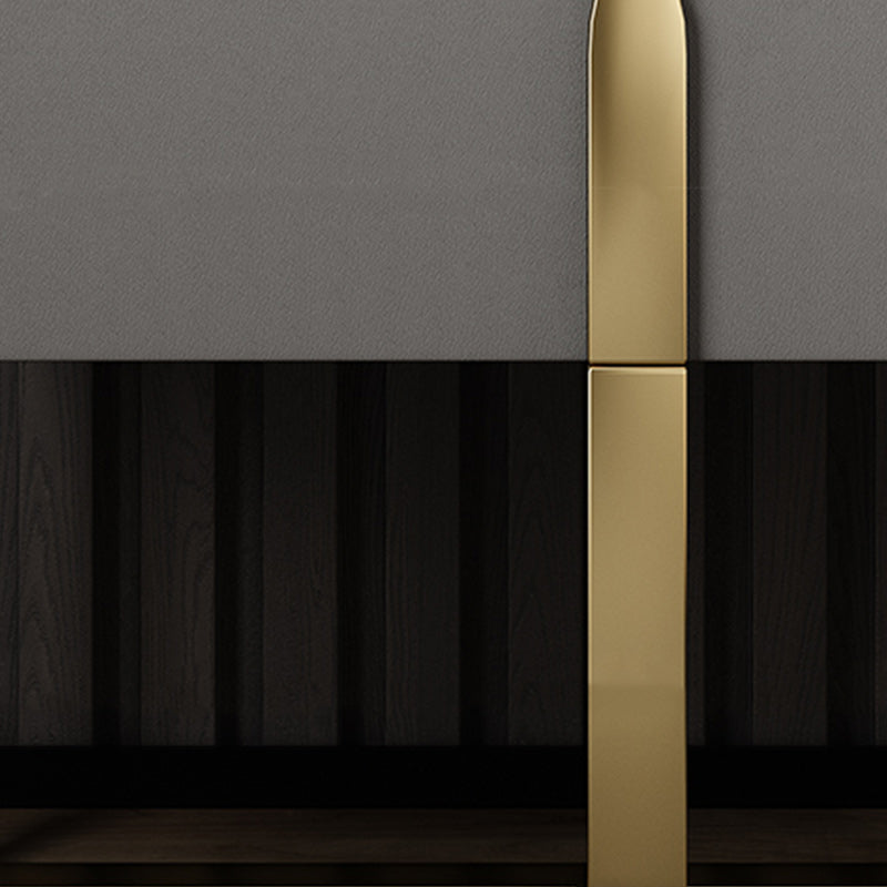 Comodante in pelle glam in pietra top tavolo da notte con un telaio metallico