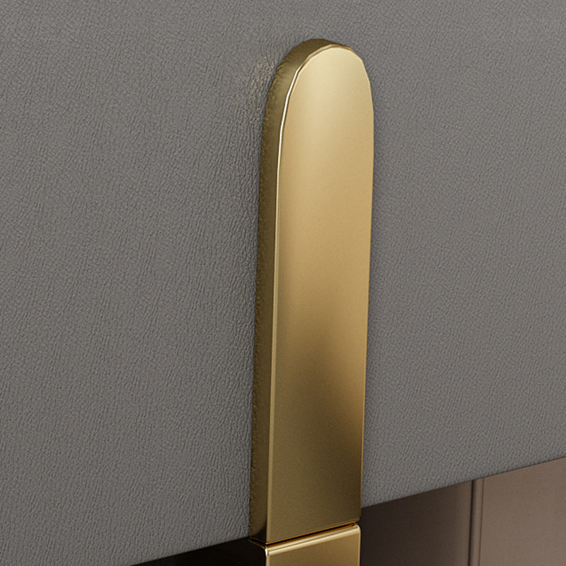 Comodante in pelle glam in pietra top tavolo da notte con un telaio metallico