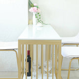 Stone Bar Dining Table Glam Rectangle Kitchen Bar Table with Double Pedestal Clearhalo 'Bar Furniture' 'Bar Tables' 'bar_tables' 'furn' 'furn_bar_tables' 'Furniture' 'Kitchen & Dining Furniture' 5392903