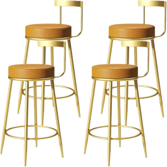 Glam Backrest Armless Counter Stool Iron Cafe Bar Stool with Pedal and Cushion