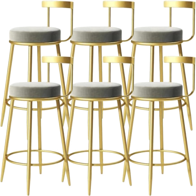 グラムバックレストアームレスカウンタースツールアイアンカフェスツールペダルとクッション付き