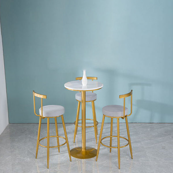 Glam Backrest Armless Counter Stool Iron Cafe Bar Stool with Pedal and Cushion