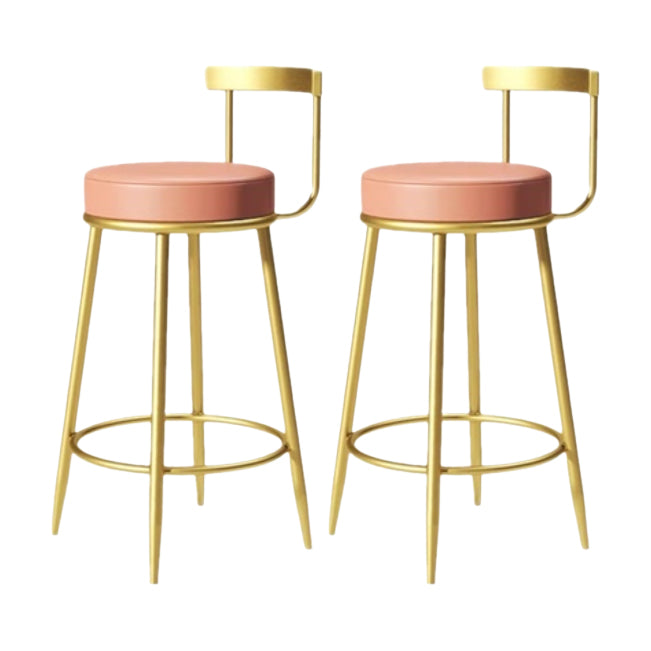 グラムバックレストアームレスカウンタースツールアイアンカフェスツールペダルとクッション付き