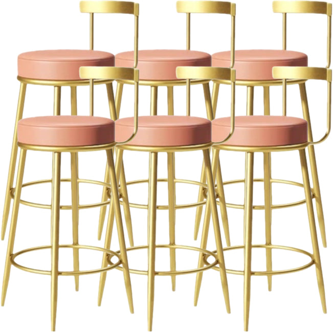 グラムバックレストアームレスカウンタースツールアイアンカフェスツールペダルとクッション付き