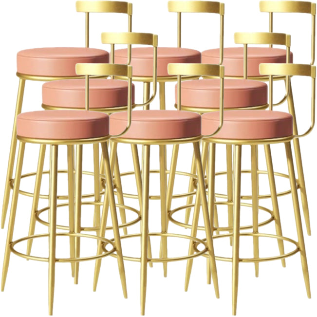 Glam Backrest Armless Counter Stool Iron Cafe Bar Stool with Pedal and Cushion