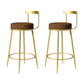 Glam Backrest Armless Counter Stool Iron Cafe Bar Stool with Pedal and Cushion