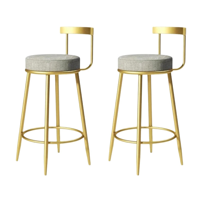 グラムバックレストアームレスカウンタースツールアイアンカフェスツールペダルとクッション付き