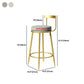 Glam Backrest Armless Counter Stool Iron Cafe Bar Stool with Pedal and Cushion