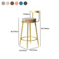 Glam Backrest Armless Counter Stool Iron Cafe Bar Stool with Pedal and Cushion