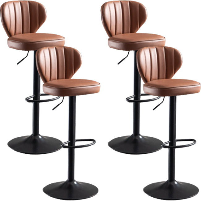 Modern Style Liftable Bar-stool Metal Counter Bar Stool with Metal Legs for Restaurant Light Brown 4 Piece Set Clearhalo 'Bar Furniture' 'Bar Stools' 'bar_stools' 'furn' 'furn_bar_stools' 'Furniture' 'Kitchen & Dining Furniture' 5392961