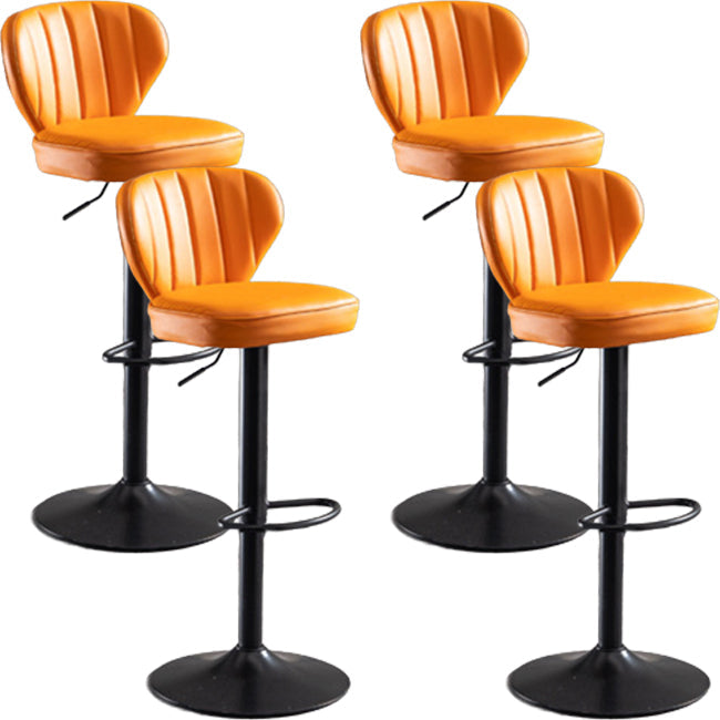 Modern Style Liftable Bar-stool Metal Counter Bar Stool with Metal Legs for Restaurant Orange 4 Piece Set Clearhalo 'Bar Furniture' 'Bar Stools' 'bar_stools' 'furn' 'furn_bar_stools' 'Furniture' 'Kitchen & Dining Furniture' 5392969