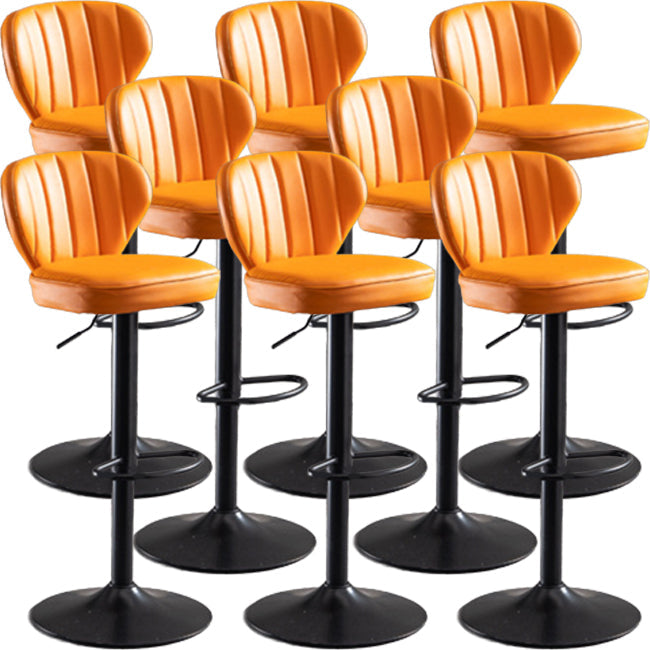 Modern Style Liftable Bar-stool Metal Counter Bar Stool with Metal Legs for Restaurant Orange 8 Piece Set Clearhalo 'Bar Furniture' 'Bar Stools' 'bar_stools' 'furn' 'furn_bar_stools' 'Furniture' 'Kitchen & Dining Furniture' 5392971