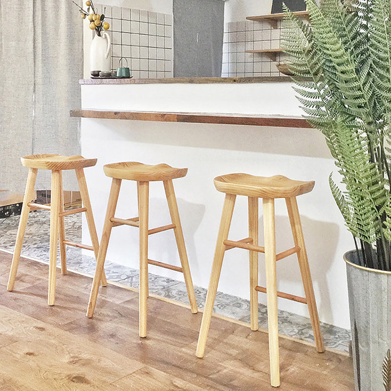 Saddle Seat Footrest Counter Chair Modern Backless Counter Stools in Natural Clearhalo 'Bar Furniture' 'Bar Stools' 'bar_stools' 'furn' 'furn_bar_stools' 'Furniture' 'Kitchen & Dining Furniture' 5393038