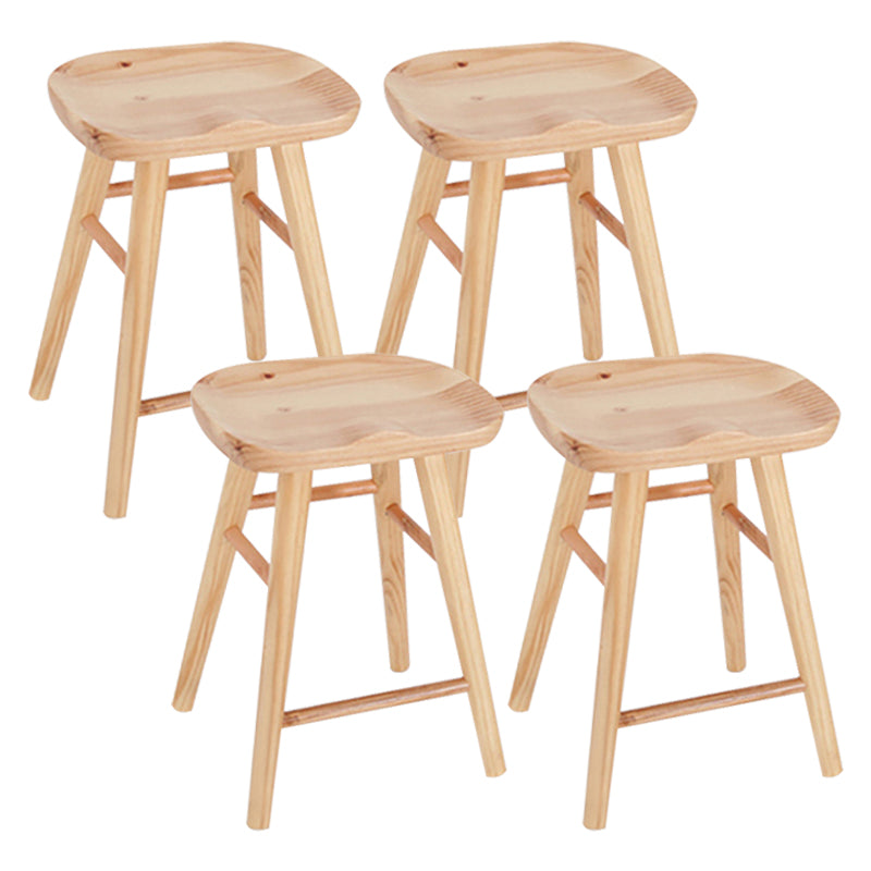 Saddle Seat Footrest Counter Chair Modern Backless Counter Stools in Natural 4 Piece Set Short Stool(22"H) Clearhalo 'Bar Furniture' 'Bar Stools' 'bar_stools' 'furn' 'furn_bar_stools' 'Furniture' 'Kitchen & Dining Furniture' 5393040
