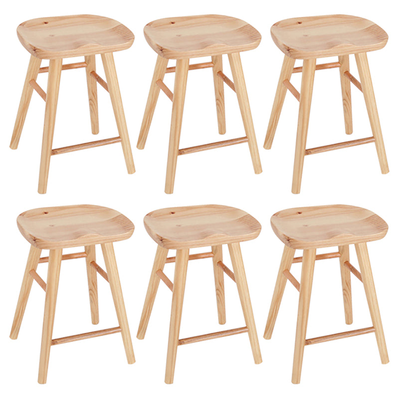 Saddle Seat Footrest Counter Chair Modern Backless Counter Stools in Natural 6 Piece Set Short Stool(22"H) Clearhalo 'Bar Furniture' 'Bar Stools' 'bar_stools' 'furn' 'furn_bar_stools' 'Furniture' 'Kitchen & Dining Furniture' 5393042