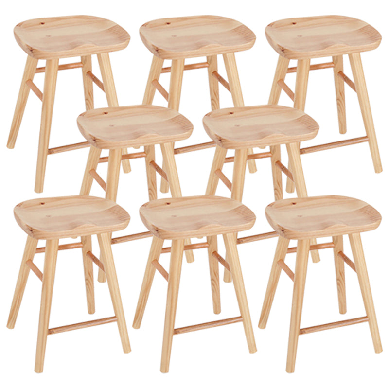 Saddle Seat Footrest Counter Chair Modern Backless Counter Stools in Natural 8 Piece Set Short Stool(22"H) Clearhalo 'Bar Furniture' 'Bar Stools' 'bar_stools' 'furn' 'furn_bar_stools' 'Furniture' 'Kitchen & Dining Furniture' 5393045
