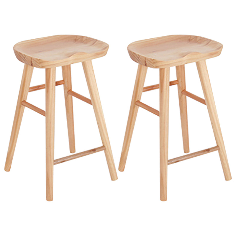 Saddle Seat Footrest Counter Chair Modern Backless Counter Stools in Natural 2 Piece Set Counter Stool(26"H) Clearhalo 'Bar Furniture' 'Bar Stools' 'bar_stools' 'furn' 'furn_bar_stools' 'Furniture' 'Kitchen & Dining Furniture' 5393047