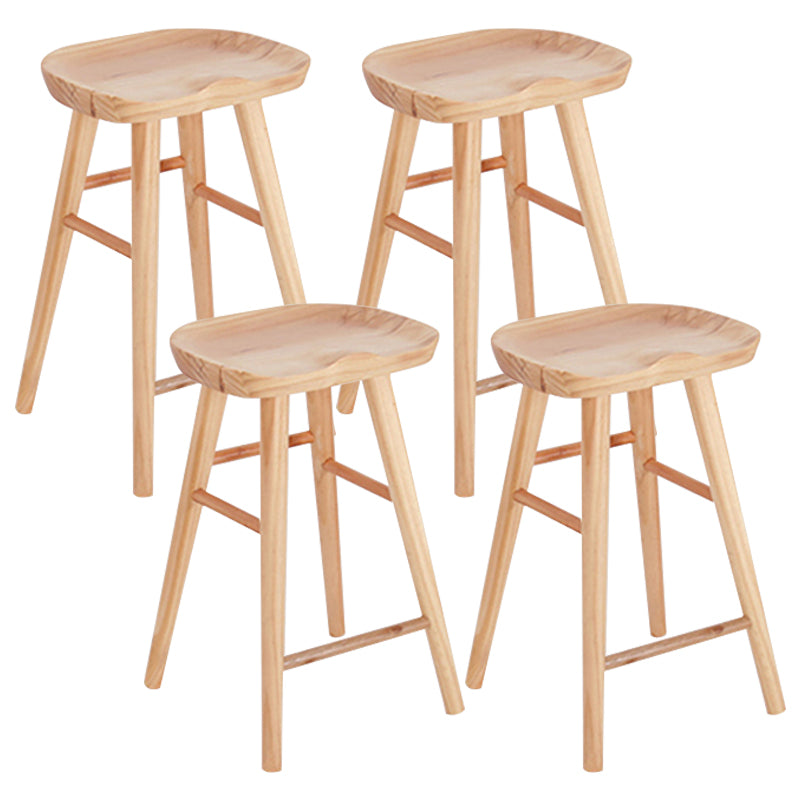 Saddle Seat Footrest Counter Chair Modern Backless Counter Stools in Natural 4 Piece Set Counter Stool(26"H) Clearhalo 'Bar Furniture' 'Bar Stools' 'bar_stools' 'furn' 'furn_bar_stools' 'Furniture' 'Kitchen & Dining Furniture' 5393048