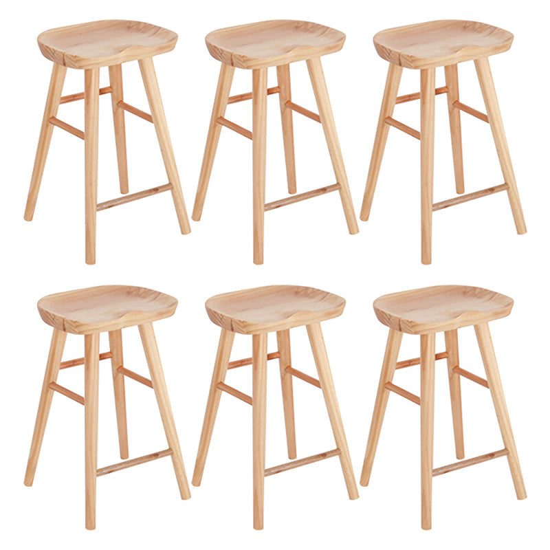 Saddle Seat Footrest Counter Chair Modern Backless Counter Stools in Natural 6 Piece Set Counter Stool(26"H) Clearhalo 'Bar Furniture' 'Bar Stools' 'bar_stools' 'furn' 'furn_bar_stools' 'Furniture' 'Kitchen & Dining Furniture' 5393050