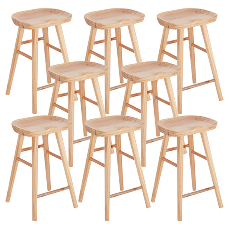 Saddle Seat Footrest Counter Chair Modern Backless Counter Stools in Natural 8 Piece Set Counter Stool(26"H) Clearhalo 'Bar Furniture' 'Bar Stools' 'bar_stools' 'furn' 'furn_bar_stools' 'Furniture' 'Kitchen & Dining Furniture' 5393052