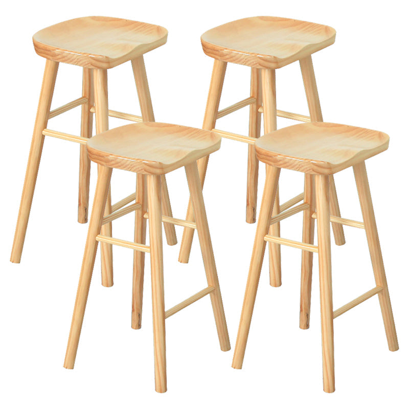 Saddle Seat Footrest Counter Chair Modern Backless Counter Stools in Natural 4 Piece Set Bar Stool(30"H) Clearhalo 'Bar Furniture' 'Bar Stools' 'bar_stools' 'furn' 'furn_bar_stools' 'Furniture' 'Kitchen & Dining Furniture' 5393055