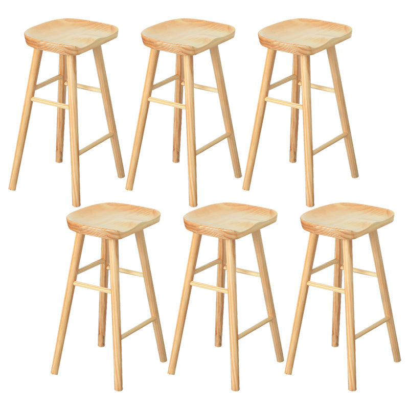 Saddle Seat Footrest Counter Chair Modern Backless Counter Stools in Natural 6 Piece Set Bar Stool(30"H) Clearhalo 'Bar Furniture' 'Bar Stools' 'bar_stools' 'furn' 'furn_bar_stools' 'Furniture' 'Kitchen & Dining Furniture' 5393056