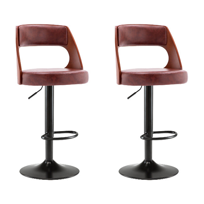 Industrial Style Liftable Bar-stool Metal Counter Bar Stool with Metal Legs for Kitchen Brown-Black 2 Piece Set Clearhalo 'Bar Furniture' 'Bar Stools' 'bar_stools' 'furn' 'furn_bar_stools' 'Furniture' 'Kitchen & Dining Furniture' 5393064