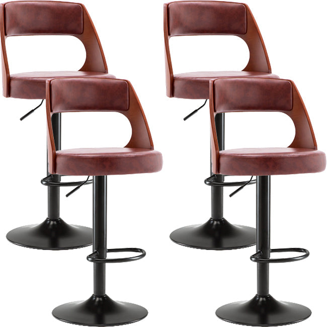 Industrial Style Liftable Bar-stool Metal Counter Bar Stool with Metal Legs for Kitchen Brown-Black 4 Piece Set Clearhalo 'Bar Furniture' 'Bar Stools' 'bar_stools' 'furn' 'furn_bar_stools' 'Furniture' 'Kitchen & Dining Furniture' 5393065