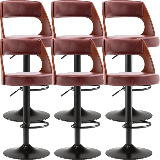 Industrial Style Liftable Bar-stool Metal Counter Bar Stool with Metal Legs for Kitchen Brown-Black 6 Piece Set Clearhalo 'Bar Furniture' 'Bar Stools' 'bar_stools' 'furn' 'furn_bar_stools' 'Furniture' 'Kitchen & Dining Furniture' 5393068